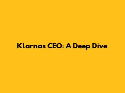 Klarna's CEO: A Deep Dive