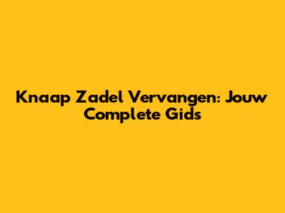 Knaap Zadel Vervangen: Jouw Complete Gids