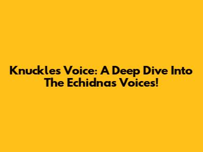 Knuckles' Voice: A Deep Dive Into The Echidna's Voices!