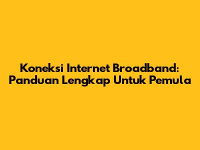 Koneksi Internet Broadband: Panduan Lengkap Untuk Pemula
