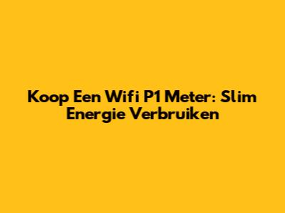 Koop Een Wifi P1 Meter: Slim Energie Verbruiken