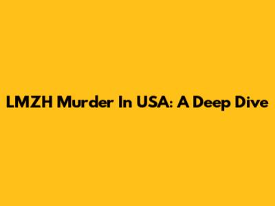 LMZH Murder In USA: A Deep Dive