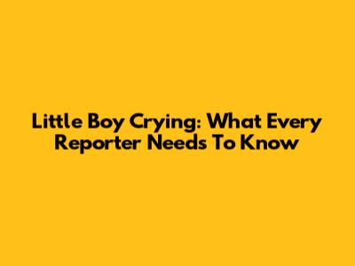 Little Boy Crying: What Every Reporter Needs To Know