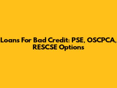 Loans For Bad Credit: PSE, OSCPCA, RESCSE Options