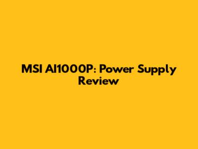 MSI AI1000P: Power Supply Review