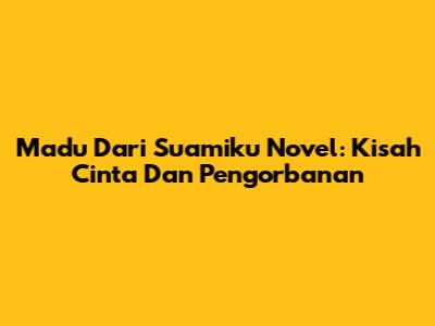 Madu Dari Suamiku Novel: Kisah Cinta Dan Pengorbanan