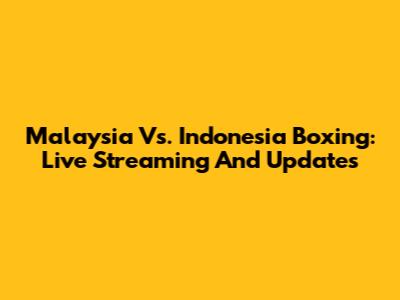 Malaysia Vs. Indonesia Boxing: Live Streaming And Updates