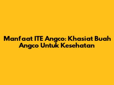 Manfaat ITE Angco: Khasiat Buah Angco Untuk Kesehatan