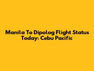 Manila To Dipolog Flight Status Today: Cebu Pacific