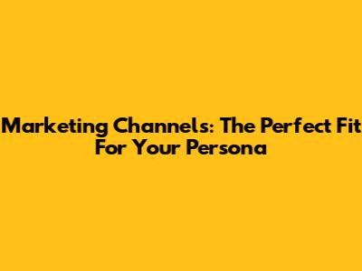 Marketing Channels: The Perfect Fit For Your Persona