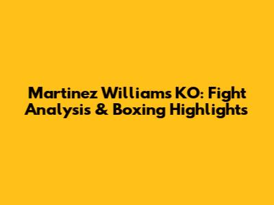 Martinez Williams KO: Fight Analysis & Boxing Highlights