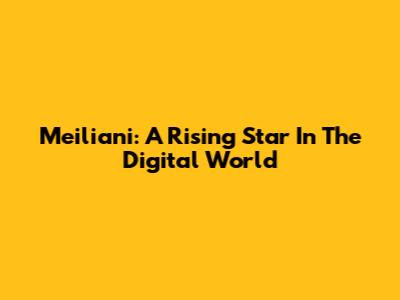 Meiliani: A Rising Star In The Digital World