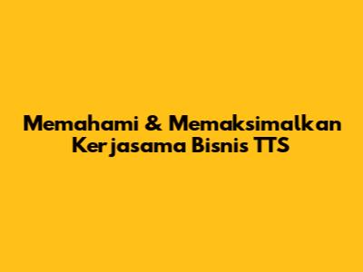 Memahami & Memaksimalkan Kerjasama Bisnis TTS