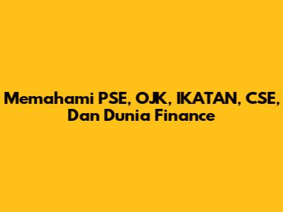 Memahami PSE, OJK, IKATAN, CSE, Dan Dunia Finance