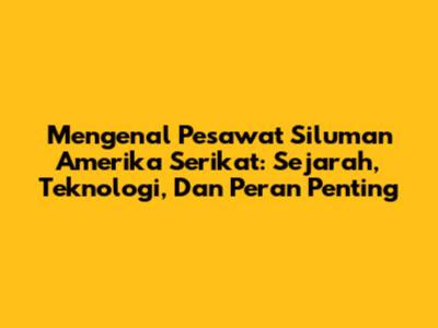 Mengenal Pesawat Siluman Amerika Serikat: Sejarah, Teknologi, Dan Peran Penting