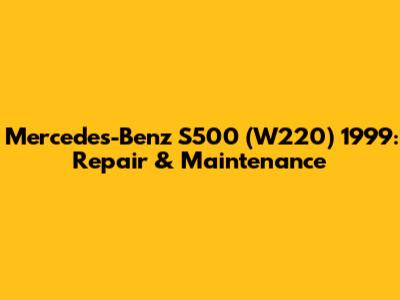 Mercedes-Benz S500 (W220) 1999: Repair & Maintenance