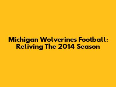 Michigan Wolverines Football: Reliving The 2014 Season