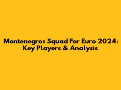 Montenegro's Squad For Euro 2024: Key Players & Analysis