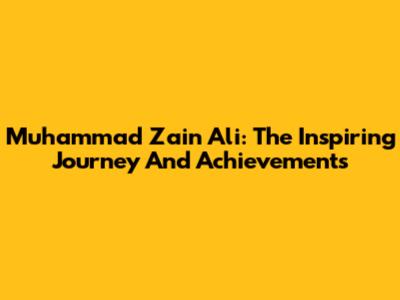 Muhammad Zain Ali: The Inspiring Journey And Achievements