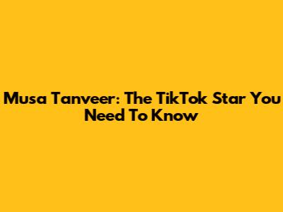 Musa Tanveer: The TikTok Star You Need To Know