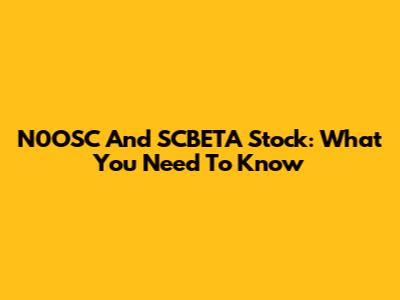 N0OSC And SCBETA Stock: What You Need To Know
