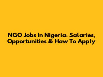 NGO Jobs In Nigeria: Salaries, Opportunities & How To Apply
