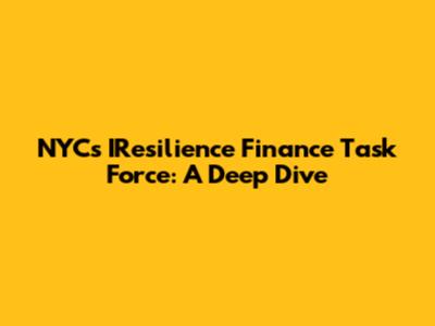 NYC's IResilience Finance Task Force: A Deep Dive