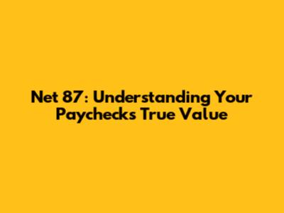 Net 87: Understanding Your Paycheck's True Value