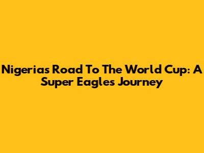 Nigeria's Road To The World Cup: A Super Eagles Journey