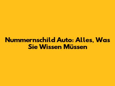 Nummernschild Auto: Alles, Was Sie Wissen Müssen