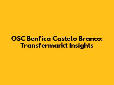 OSC Benfica Castelo Branco: Transfermarkt Insights