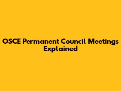 OSCE Permanent Council Meetings Explained