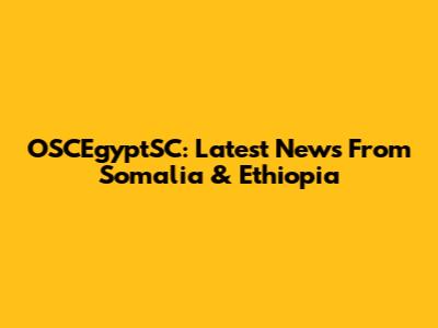 OSCEgyptSC: Latest News From Somalia & Ethiopia
