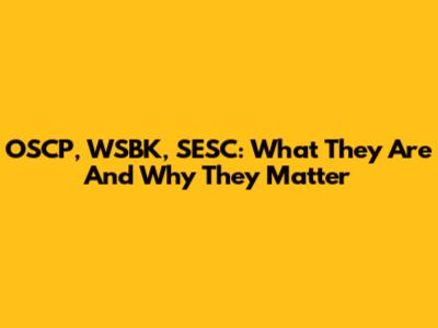 OSCP, WSBK, SESC: What They Are And Why They Matter