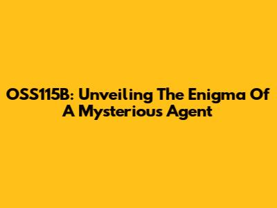 OSS115B: Unveiling The Enigma Of A Mysterious Agent