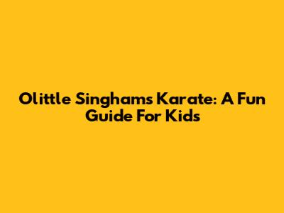 Olittle Singham's Karate: A Fun Guide For Kids