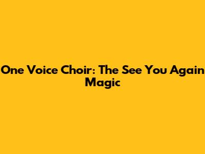 One Voice Choir: The 'See You Again' Magic