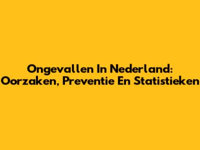 Ongevallen In Nederland: Oorzaken, Preventie En Statistieken