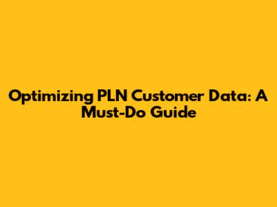 Optimizing PLN Customer Data: A Must-Do Guide