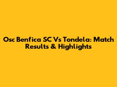 Osc Benfica SC Vs Tondela: Match Results & Highlights