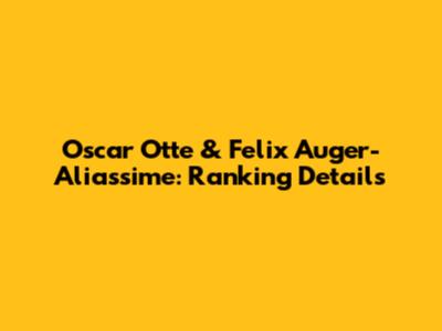 Oscar Otte & Felix Auger-Aliassime: Ranking Details