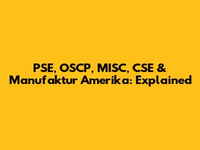 PSE, OSCP, MISC, CSE & Manufaktur Amerika: Explained