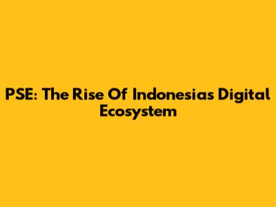 PSE: The Rise Of Indonesia's Digital Ecosystem