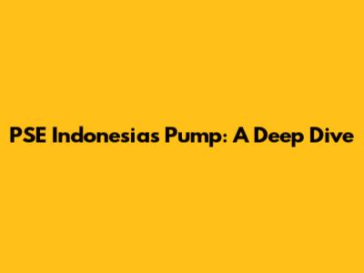 PSE Indonesia's Pump: A Deep Dive