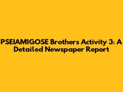 PSEIAMIGOSE Brothers Activity 3: A Detailed Newspaper Report