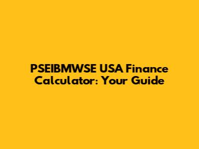 PSEIBMWSE USA Finance Calculator: Your Guide