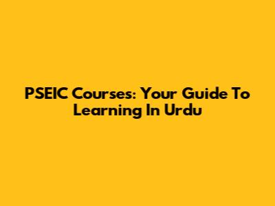 PSEIC Courses: Your Guide To Learning In Urdu