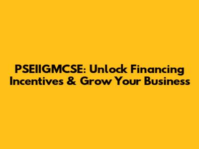 PSEIIGMCSE: Unlock Financing Incentives & Grow Your Business