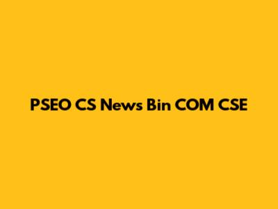 PSEO CS News Bin COM CSE