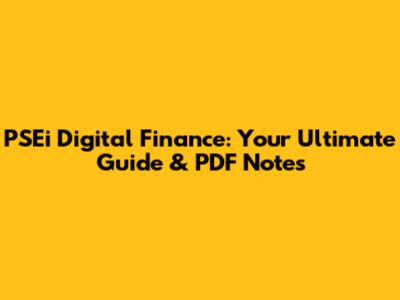 PSEi Digital Finance: Your Ultimate Guide & PDF Notes